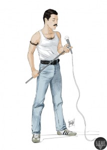 佛莱迪•摩克瑞在《拯救生命》慈善演唱会上穿着的背心，虽然看似简单，但因为背心的领口高度与肩带比例都很特别。